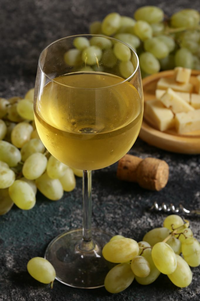 glass with white wine